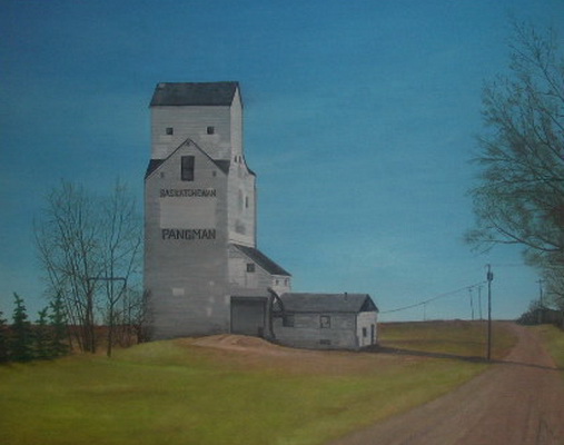 Summer08 june Painting of the Pangman Elevator by Barry Webster from Oyama BC